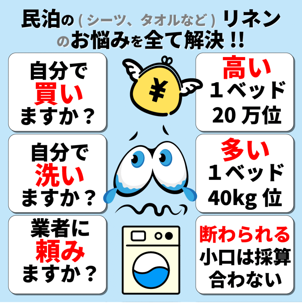民泊のリネンに関する悩みを全て解決！！